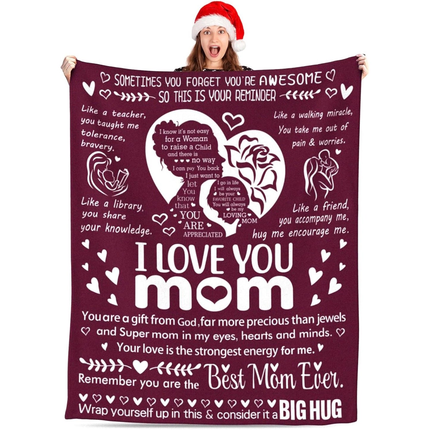GiftoLuck Mother’s Day Flannel Blanket for Mom – Soft Cozy Throw for Sofa, Bed & Living Room |Best Gift for Mom