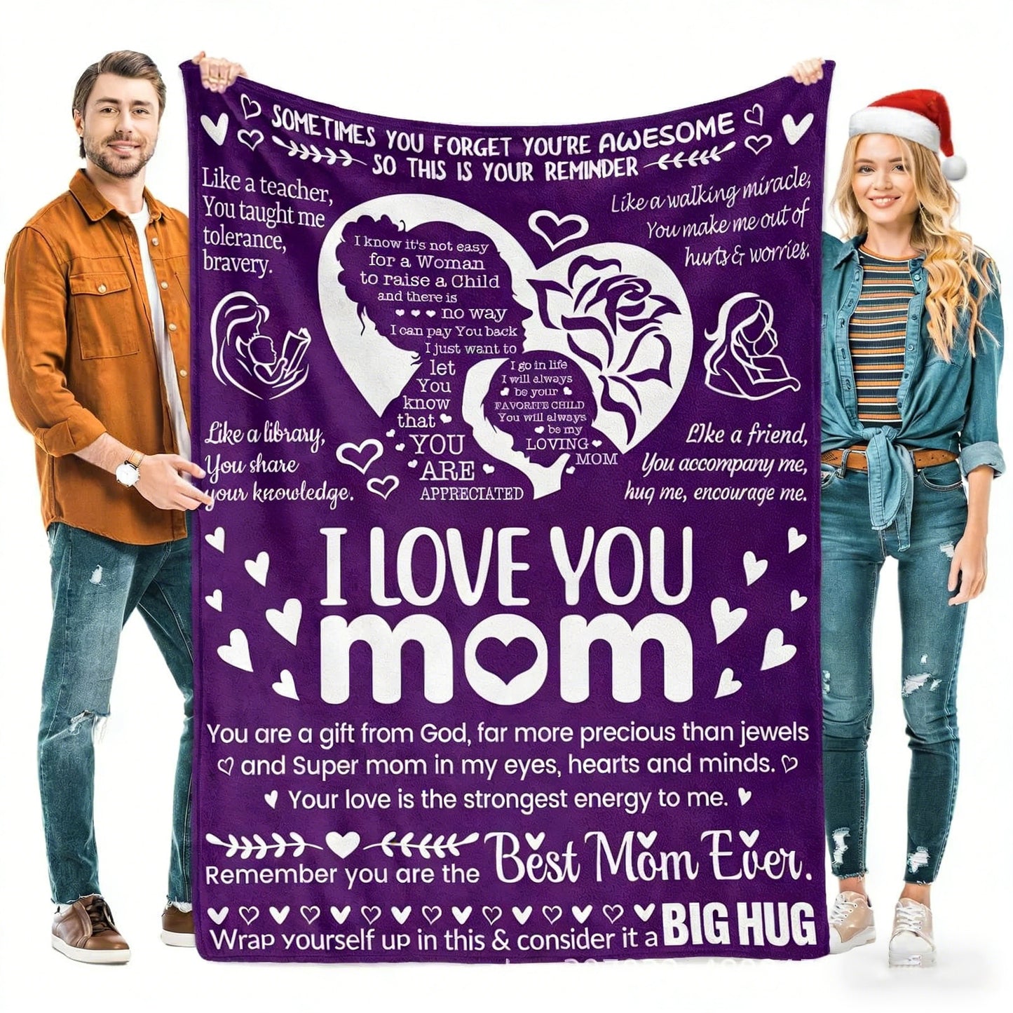 GiftoLuck Mother’s Day Flannel Blanket for Mom – Soft Cozy Throw for Sofa, Bed & Living Room |Best Gift for Mom