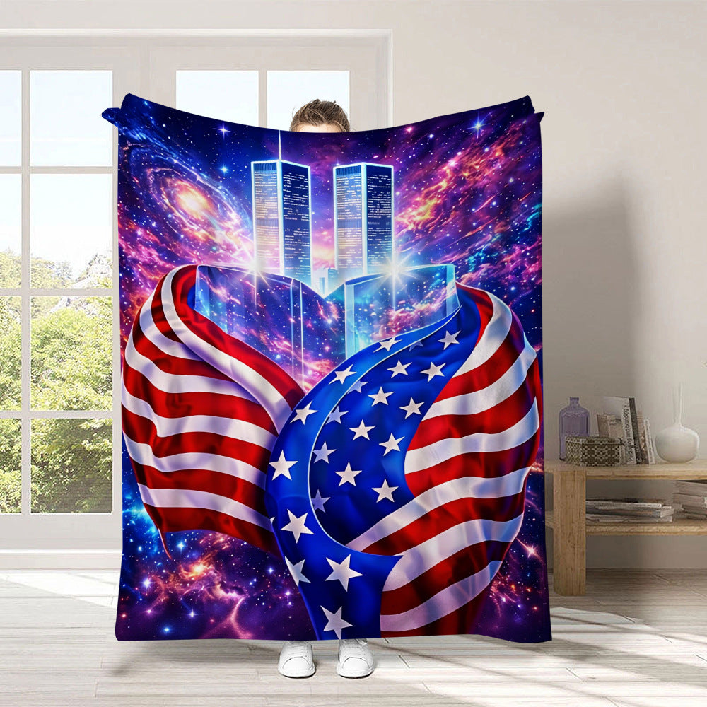GiftoLuck 4th of July Independence Day 250th Anniversary Flannel Blanket (1776–2026) – Patriotic USA Throw with American Flag, Bald Eagle & Statue of Liberty