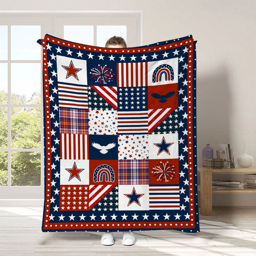 GiftoLuck 4th of July Independence Day 250th Anniversary Flannel Blanket (1776–2026) – Patriotic USA Throw with American Flag, Bald Eagle & Statue of Liberty