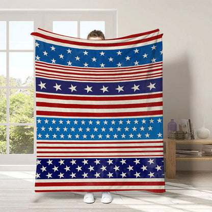 GiftoLuck 4th of July Independence Day 250th Anniversary Flannel Blanket (1776–2026) – Patriotic USA Throw with American Flag, Bald Eagle & Statue of Liberty