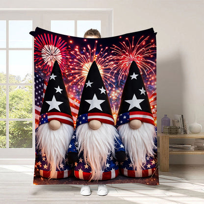 GiftoLuck 4th of July Independence Day 250th Anniversary Flannel Blanket (1776–2026) – Patriotic USA Throw with American Flag, Bald Eagle & Statue of Liberty