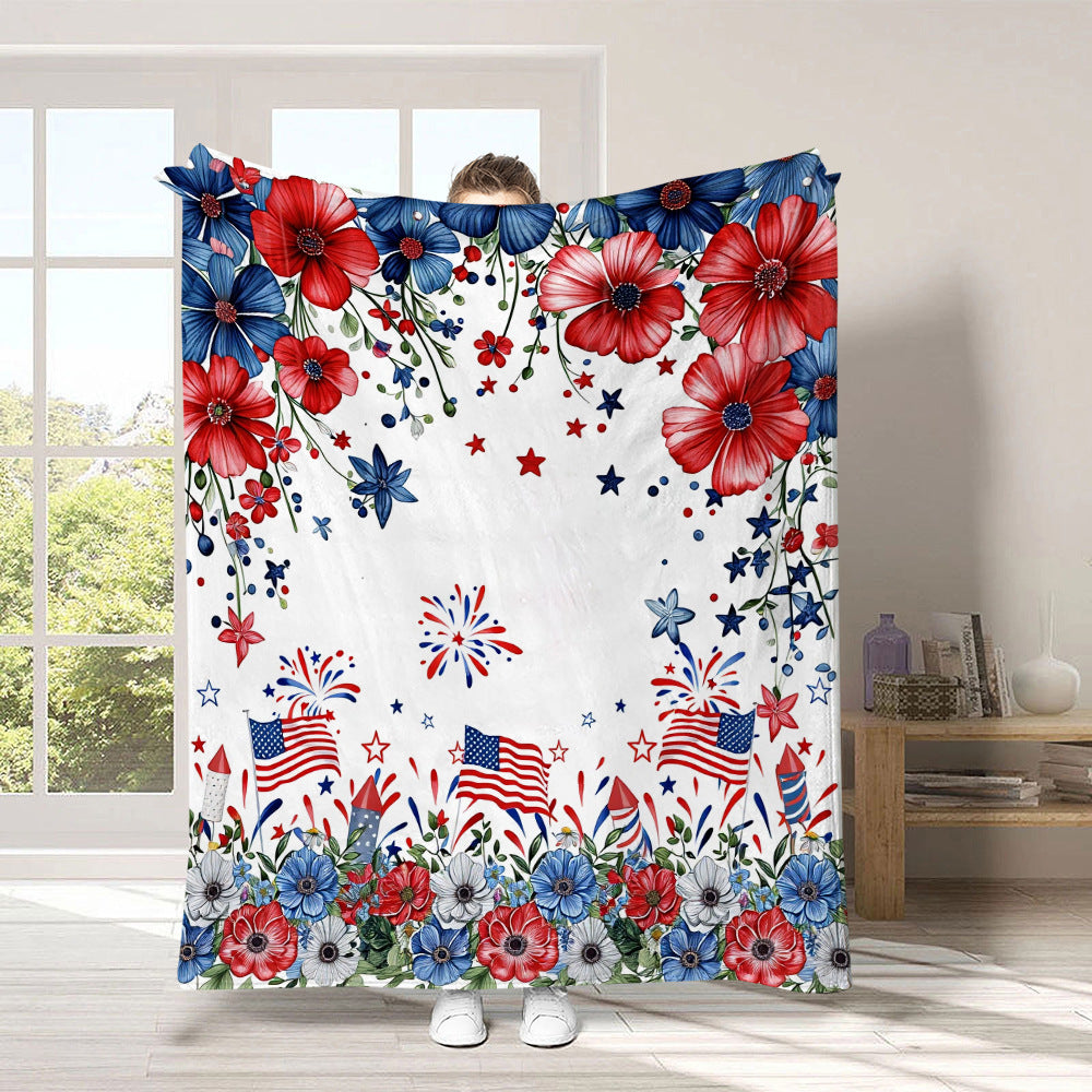 GiftoLuck 4th of July Independence Day 250th Anniversary Flannel Blanket (1776–2026) – Patriotic USA Throw with American Flag, Bald Eagle & Statue of Liberty