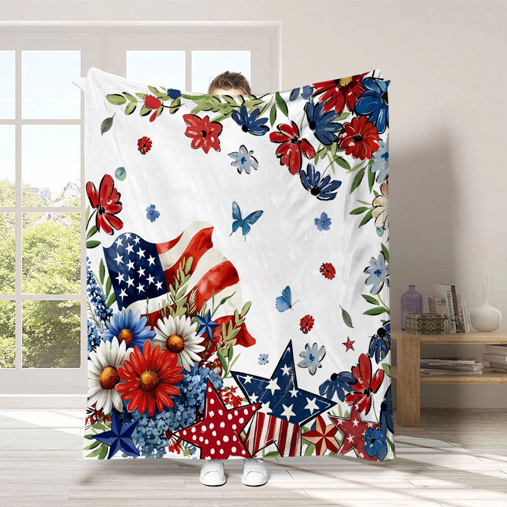 GiftoLuck 4th of July Independence Day 250th Anniversary Flannel Blanket (1776–2026) – Patriotic USA Throw with American Flag, Bald Eagle & Statue of Liberty