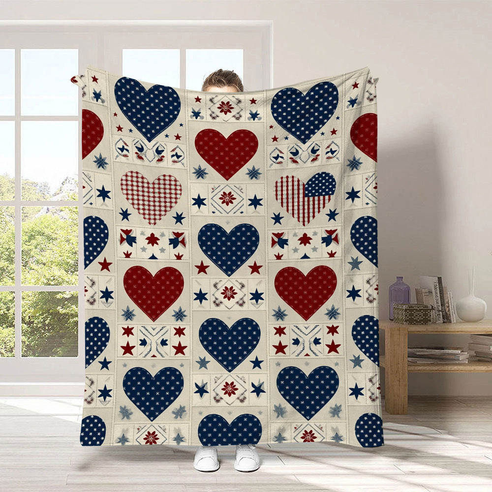 GiftoLuck 4th of July Independence Day 250th Anniversary Flannel Blanket (1776–2026) – Patriotic USA Throw with American Flag, Bald Eagle & Statue of Liberty