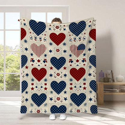 GiftoLuck 4th of July Independence Day 250th Anniversary Flannel Blanket (1776–2026) – Patriotic USA Throw with American Flag, Bald Eagle & Statue of Liberty