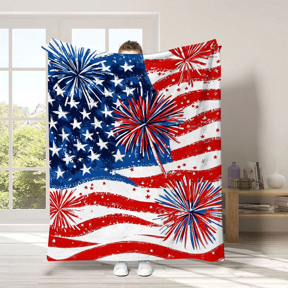 GiftoLuck 4th of July Independence Day 250th Anniversary Flannel Blanket (1776–2026) – Patriotic USA Throw with American Flag, Bald Eagle & Statue of Liberty