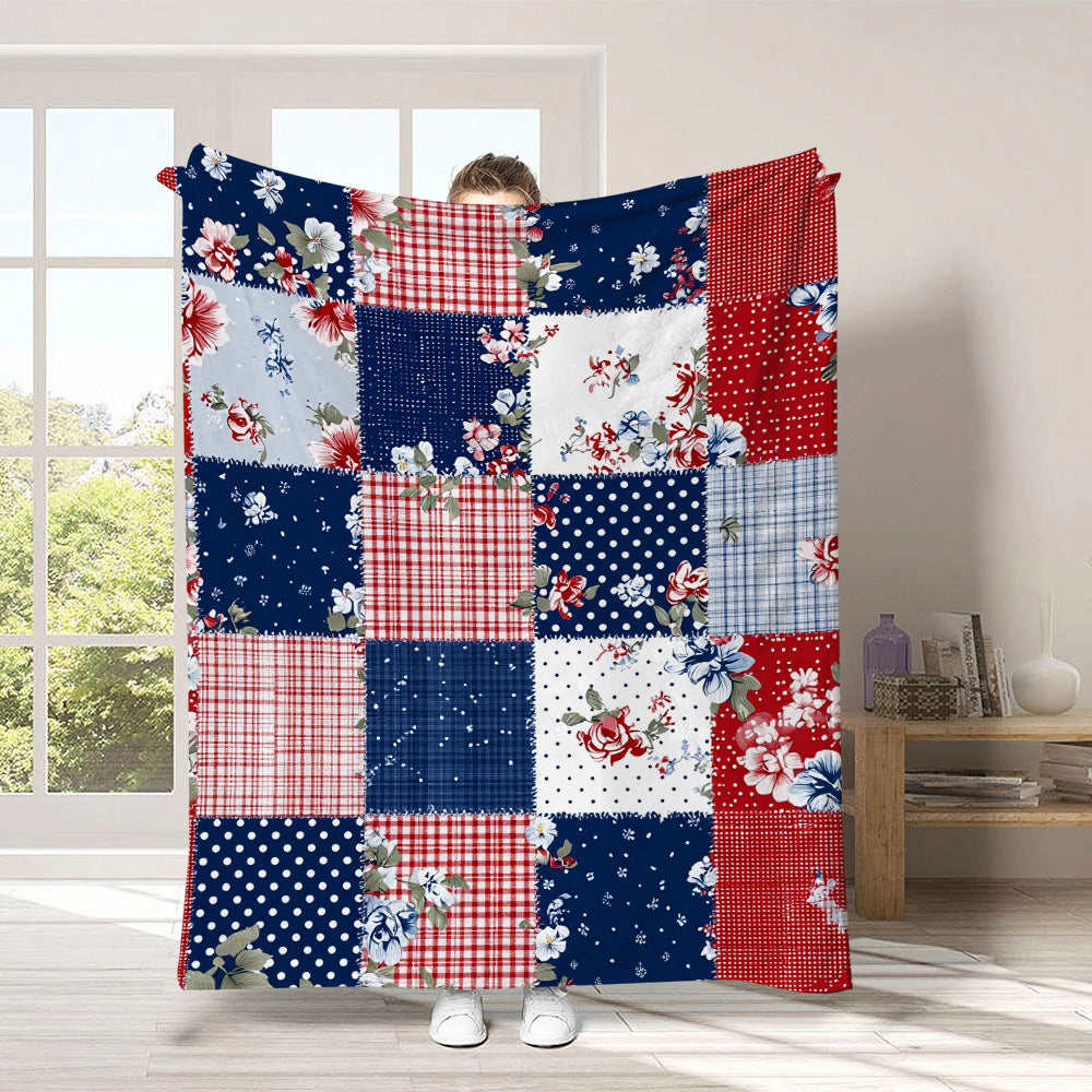 GiftoLuck 4th of July Independence Day 250th Anniversary Flannel Blanket (1776–2026) – Patriotic USA Throw with American Flag, Bald Eagle & Statue of Liberty