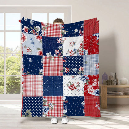 GiftoLuck 4th of July Independence Day 250th Anniversary Flannel Blanket (1776–2026) – Patriotic USA Throw with American Flag, Bald Eagle & Statue of Liberty