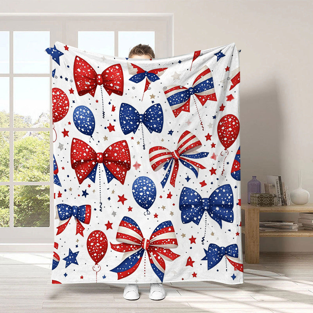 GiftoLuck 4th of July Independence Day 250th Anniversary Flannel Blanket (1776–2026) – Patriotic USA Throw with American Flag, Bald Eagle & Statue of Liberty