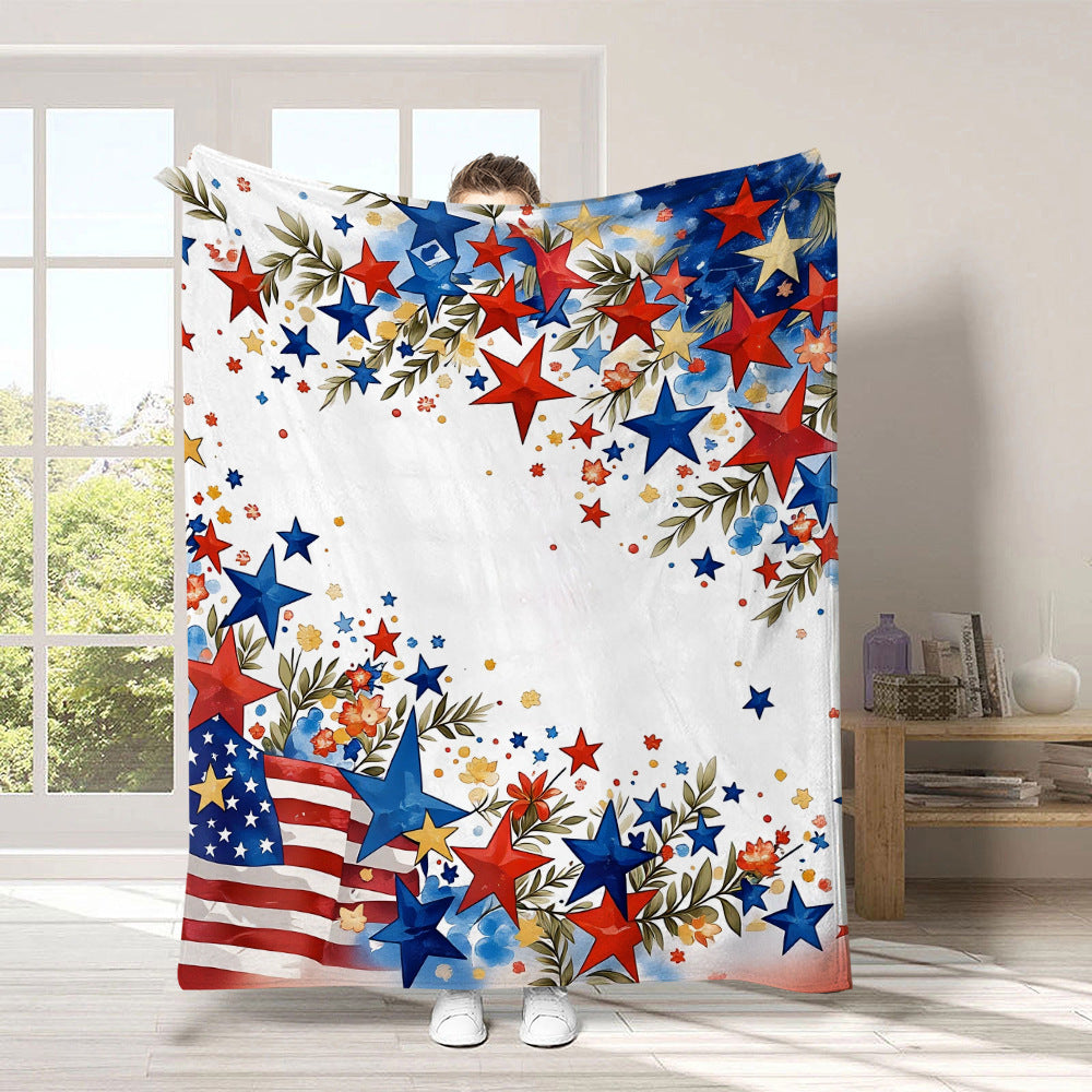 GiftoLuck 4th of July Independence Day 250th Anniversary Flannel Blanket (1776–2026) – Patriotic USA Throw with American Flag, Bald Eagle & Statue of Liberty