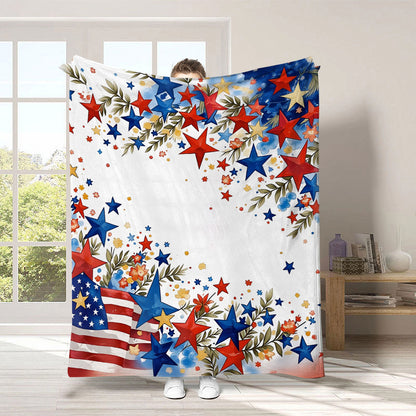 GiftoLuck 4th of July Independence Day 250th Anniversary Flannel Blanket (1776–2026) – Patriotic USA Throw with American Flag, Bald Eagle & Statue of Liberty