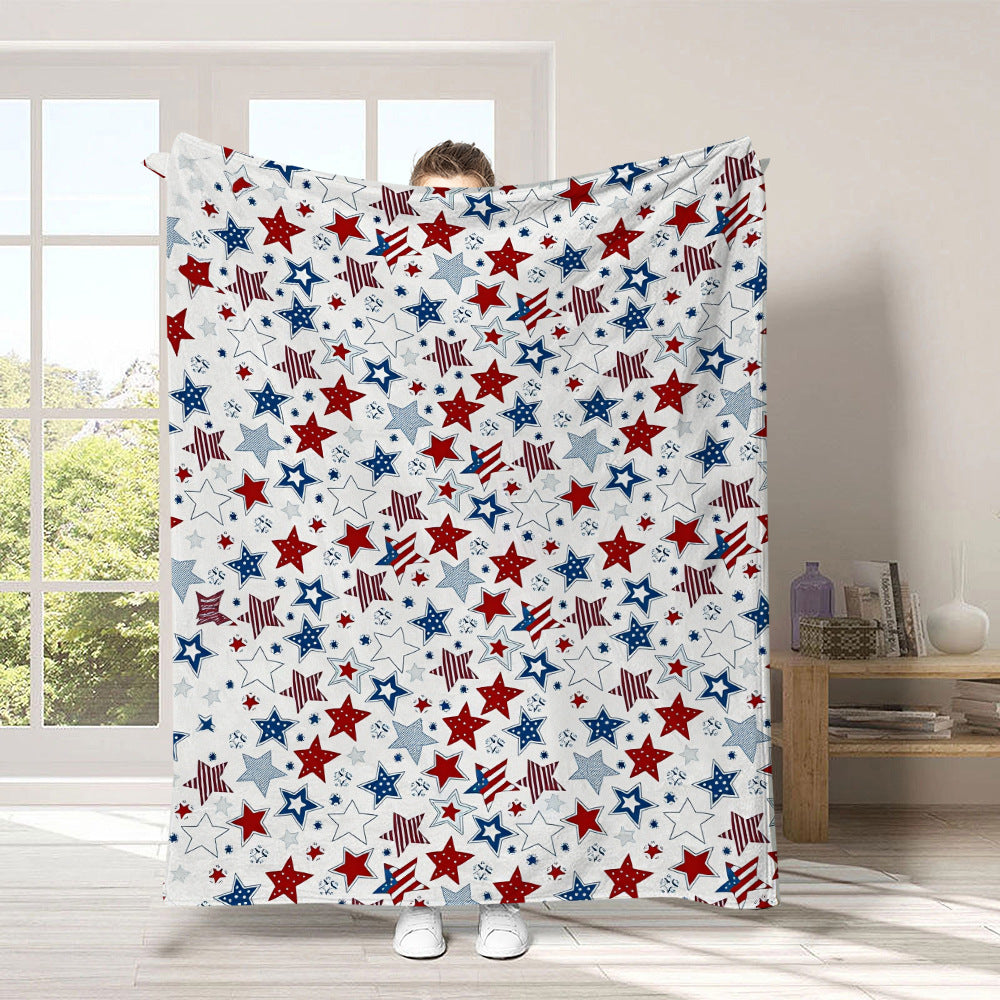 GiftoLuck 4th of July Independence Day 250th Anniversary Flannel Blanket (1776–2026) – Patriotic USA Throw with American Flag, Bald Eagle & Statue of Liberty