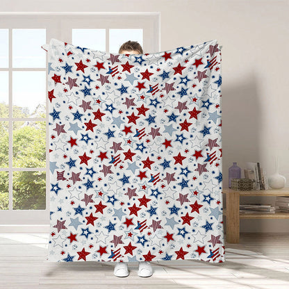GiftoLuck 4th of July Independence Day 250th Anniversary Flannel Blanket (1776–2026) – Patriotic USA Throw with American Flag, Bald Eagle & Statue of Liberty