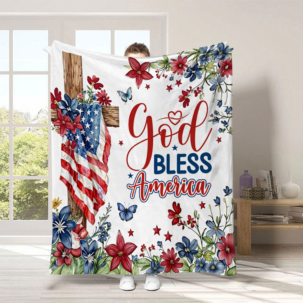 GiftoLuck 4th of July Independence Day 250th Anniversary Flannel Blanket (1776–2026) – Patriotic USA Throw with American Flag, Bald Eagle & Statue of Liberty