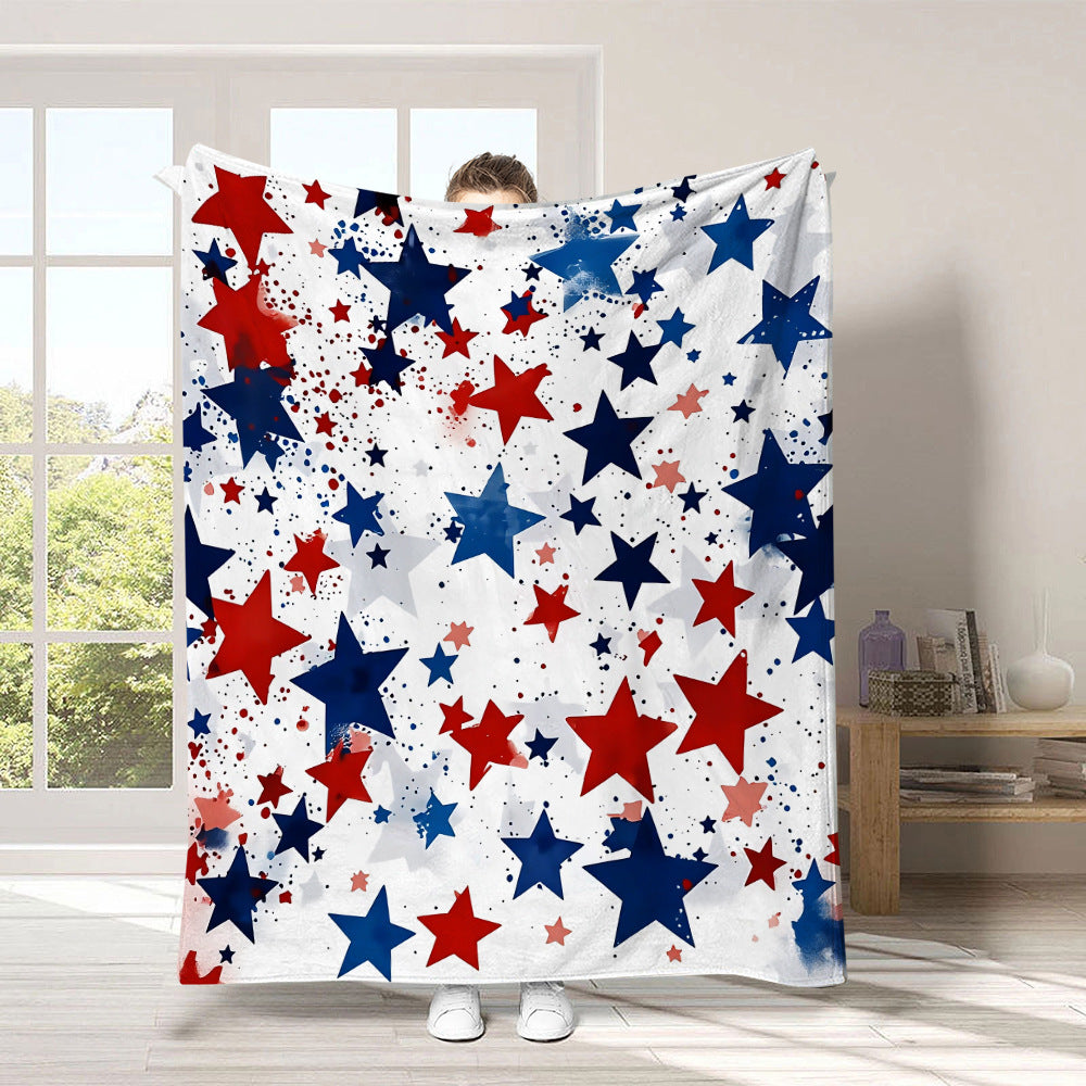 GiftoLuck 4th of July Independence Day 250th Anniversary Flannel Blanket (1776–2026) – Patriotic USA Throw with American Flag, Bald Eagle & Statue of Liberty