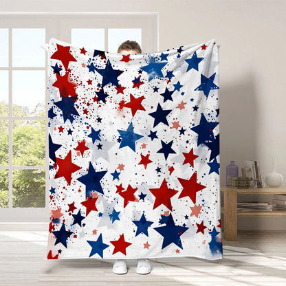 GiftoLuck 4th of July Independence Day 250th Anniversary Flannel Blanket (1776–2026) – Patriotic USA Throw with American Flag, Bald Eagle & Statue of Liberty