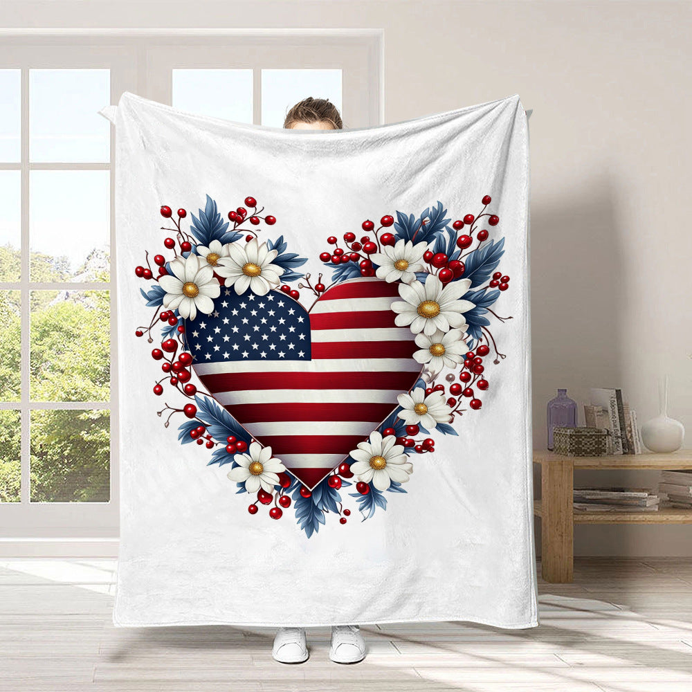 GiftoLuck 4th of July Independence Day 250th Anniversary Flannel Blanket (1776–2026) – Patriotic USA Throw with American Flag, Bald Eagle & Statue of Liberty