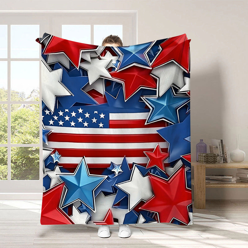 GiftoLuck 4th of July Independence Day 250th Anniversary Flannel Blanket (1776–2026) – Patriotic USA Throw with American Flag, Bald Eagle & Statue of Liberty