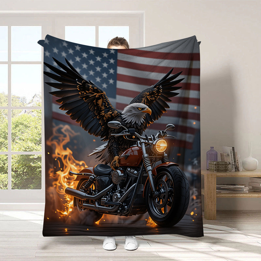 GiftoLuck 4th of July Independence Day 250th Anniversary Flannel Blanket (1776–2026) – Patriotic USA Throw with American Flag, Bald Eagle & Statue of Liberty