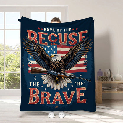 GiftoLuck 4th of July Independence Day 250th Anniversary Flannel Blanket (1776–2026) – Patriotic USA Throw with American Flag, Bald Eagle & Statue of Liberty