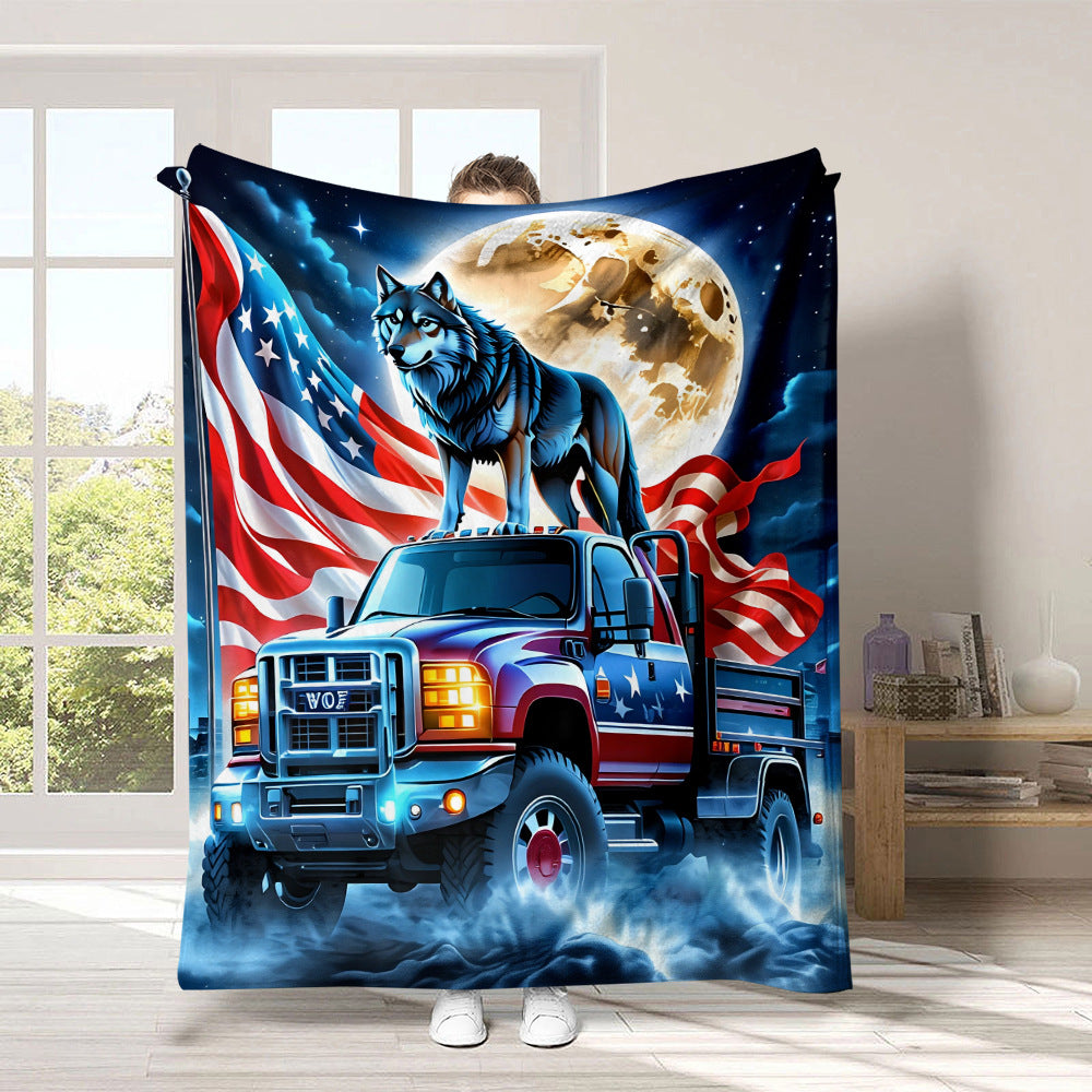 GiftoLuck 4th of July Independence Day 250th Anniversary Flannel Blanket (1776–2026) – Patriotic USA Throw with American Flag, Bald Eagle & Statue of Liberty