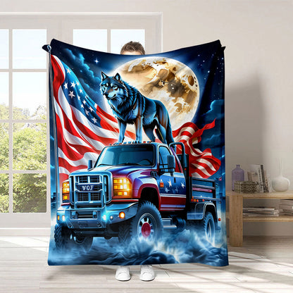 GiftoLuck 4th of July Independence Day 250th Anniversary Flannel Blanket (1776–2026) – Patriotic USA Throw with American Flag, Bald Eagle & Statue of Liberty