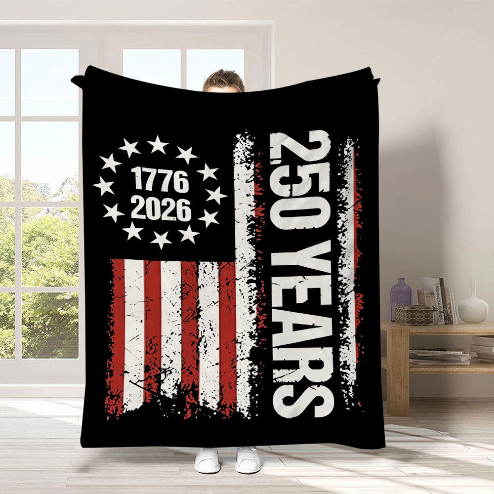 GiftoLuck 4th of July Independence Day 250th Anniversary Flannel Blanket (1776–2026) – Patriotic USA Throw with American Flag, Bald Eagle & Statue of Liberty