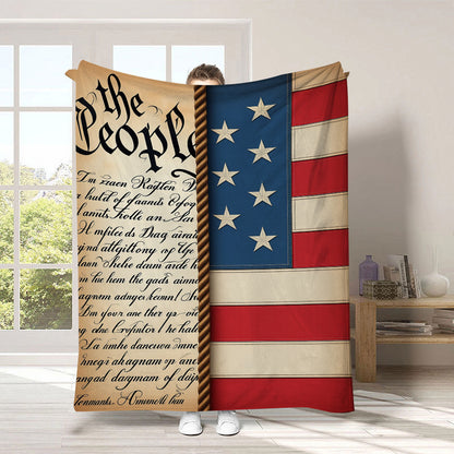 GiftoLuck 4th of July Independence Day 250th Anniversary Flannel Blanket (1776–2026) – Patriotic USA Throw with American Flag, Bald Eagle & Statue of Liberty
