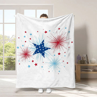 GiftoLuck 4th of July Independence Day 250th Anniversary Flannel Blanket (1776–2026) – Patriotic USA Throw with American Flag, Bald Eagle & Statue of Liberty