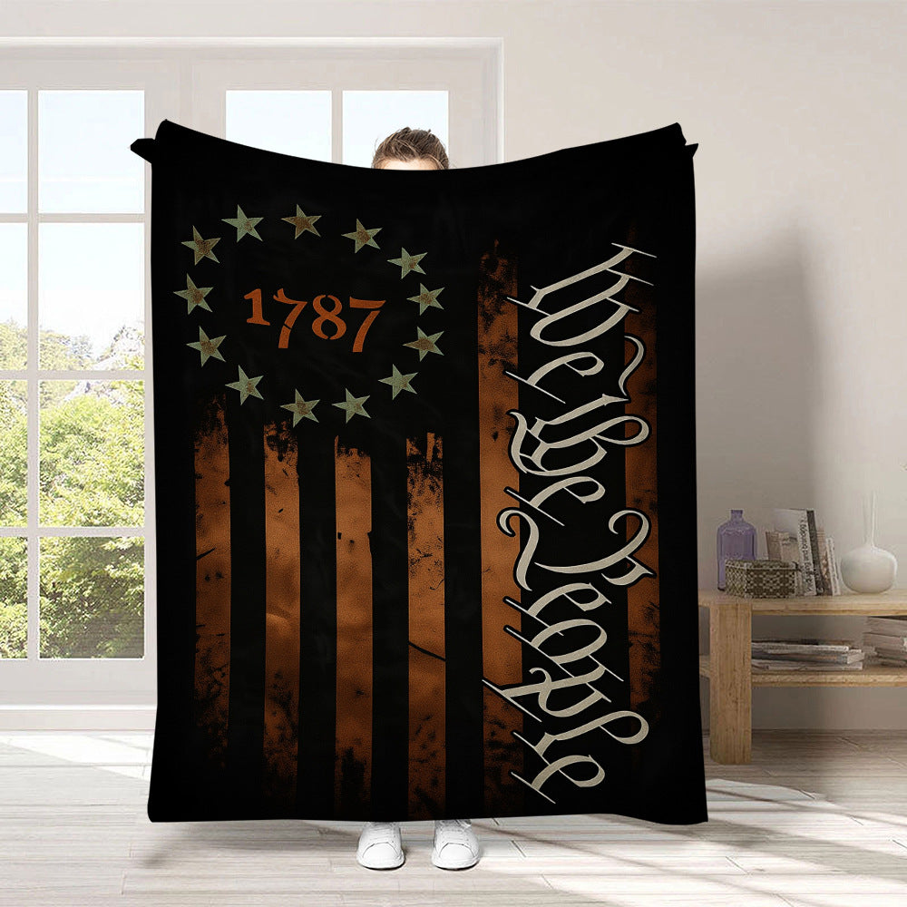 GiftoLuck 4th of July Independence Day 250th Anniversary Flannel Blanket (1776–2026) – Patriotic USA Throw with American Flag, Bald Eagle & Statue of Liberty