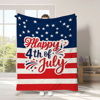 GiftoLuck 4th of July Independence Day 250th Anniversary Flannel Blanket (1776–2026) – Patriotic USA Throw with American Flag, Bald Eagle & Statue of Liberty
