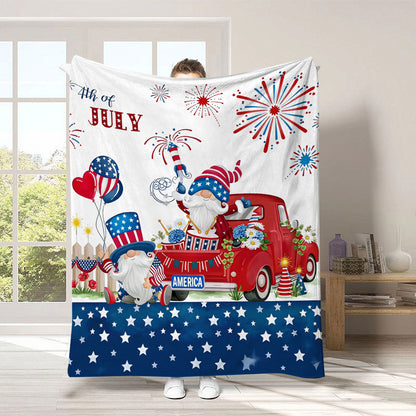 GiftoLuck 4th of July Independence Day 250th Anniversary Flannel Blanket (1776–2026) – Patriotic USA Throw with American Flag, Bald Eagle & Statue of Liberty