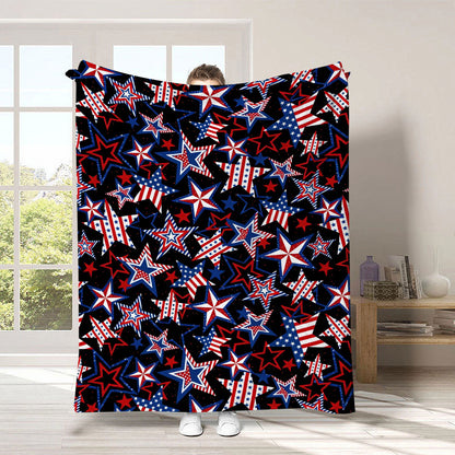 GiftoLuck 4th of July Independence Day 250th Anniversary Flannel Blanket (1776–2026) – Patriotic USA Throw with American Flag, Bald Eagle & Statue of Liberty