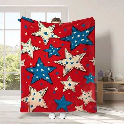 GiftoLuck 4th of July Independence Day 250th Anniversary Flannel Blanket (1776–2026) – Patriotic USA Throw with American Flag, Bald Eagle & Statue of Liberty