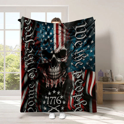 GiftoLuck 4th of July Independence Day 250th Anniversary Flannel Blanket (1776–2026) – Patriotic USA Throw with American Flag, Bald Eagle & Statue of Liberty
