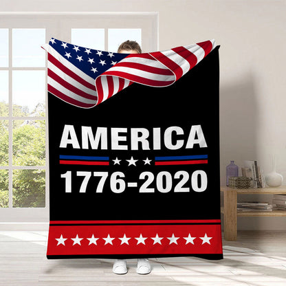 GiftoLuck 4th of July Independence Day 250th Anniversary Flannel Blanket (1776–2026) – Patriotic USA Throw with American Flag, Bald Eagle & Statue of Liberty