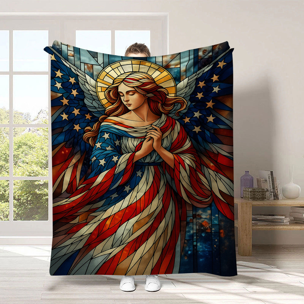 GiftoLuck 4th of July Independence Day 250th Anniversary Flannel Blanket (1776–2026) – Patriotic USA Throw with American Flag, Bald Eagle & Statue of Liberty