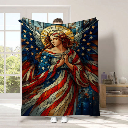 GiftoLuck 4th of July Independence Day 250th Anniversary Flannel Blanket (1776–2026) – Patriotic USA Throw with American Flag, Bald Eagle & Statue of Liberty