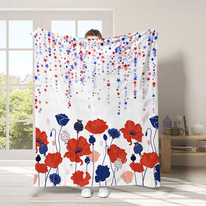 GiftoLuck 4th of July Independence Day 250th Anniversary Flannel Blanket (1776–2026) – Patriotic USA Throw with American Flag, Bald Eagle & Statue of Liberty