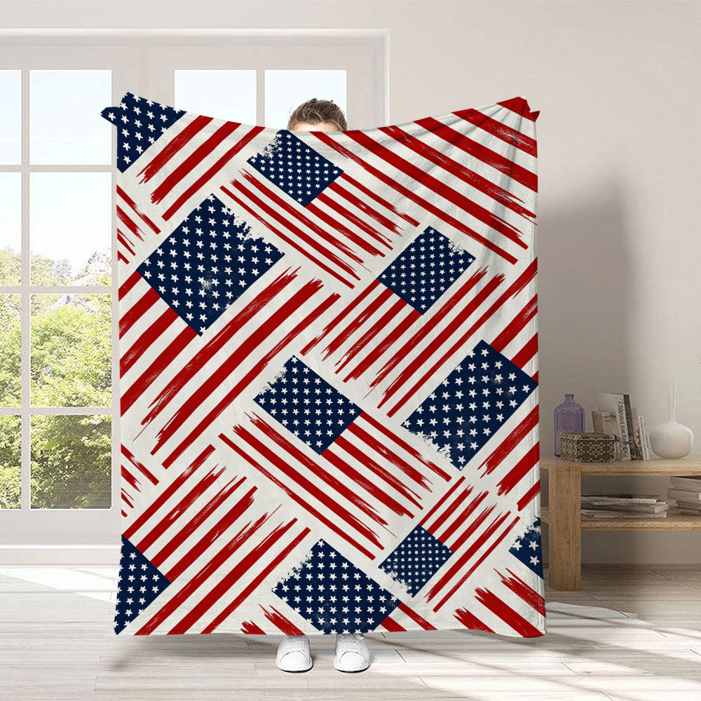 GiftoLuck 4th of July Independence Day 250th Anniversary Flannel Blanket (1776–2026) – Patriotic USA Throw with American Flag, Bald Eagle & Statue of Liberty