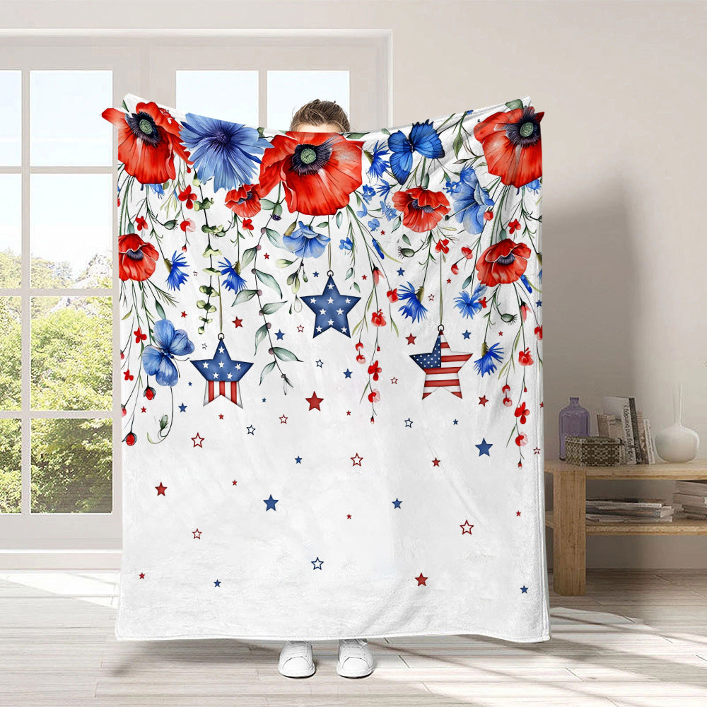 GiftoLuck 4th of July Independence Day 250th Anniversary Flannel Blanket (1776–2026) – Patriotic USA Throw with American Flag, Bald Eagle & Statue of Liberty