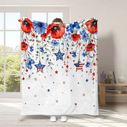GiftoLuck 4th of July Independence Day 250th Anniversary Flannel Blanket (1776–2026) – Patriotic USA Throw with American Flag, Bald Eagle & Statue of Liberty