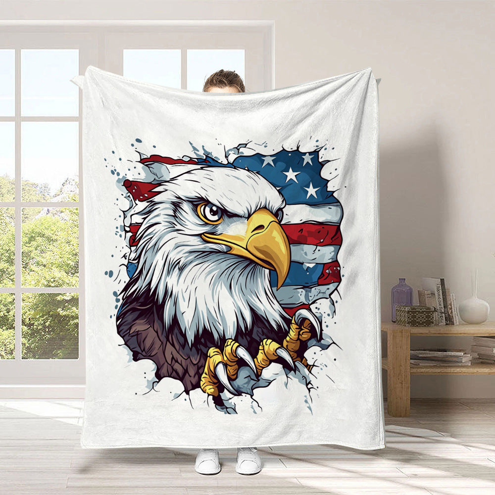 GiftoLuck 4th of July Independence Day 250th Anniversary Flannel Blanket (1776–2026) – Patriotic USA Throw with American Flag, Bald Eagle & Statue of Liberty