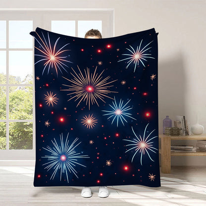 GiftoLuck 4th of July Independence Day 250th Anniversary Flannel Blanket (1776–2026) – Patriotic USA Throw with American Flag, Bald Eagle & Statue of Liberty