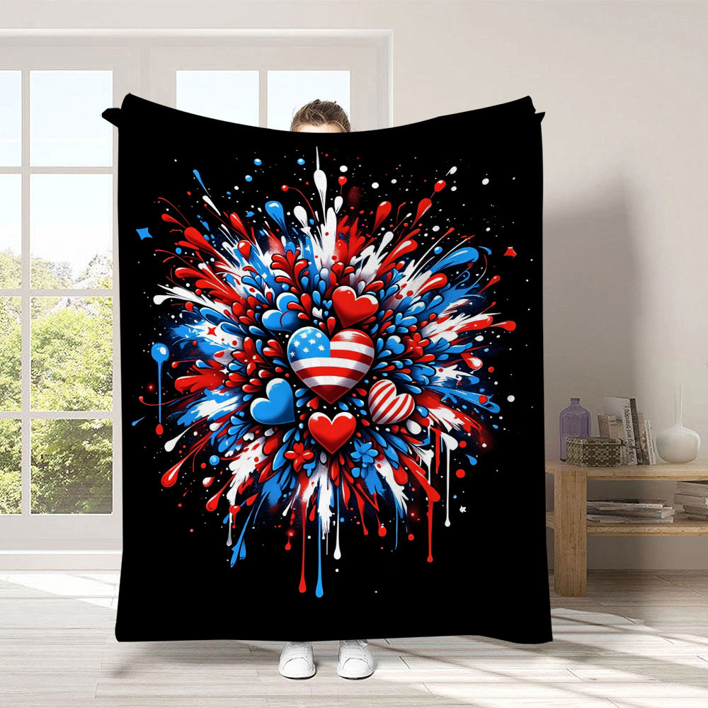 GiftoLuck 4th of July Independence Day 250th Anniversary Flannel Blanket (1776–2026) – Patriotic USA Throw with American Flag, Bald Eagle & Statue of Liberty