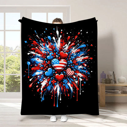 GiftoLuck 4th of July Independence Day 250th Anniversary Flannel Blanket (1776–2026) – Patriotic USA Throw with American Flag, Bald Eagle & Statue of Liberty