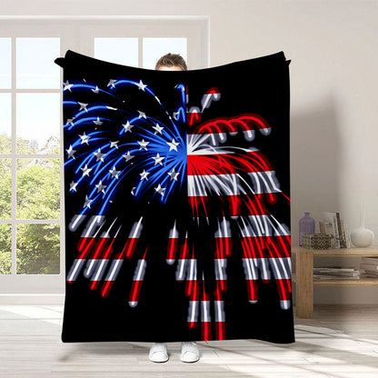GiftoLuck 4th of July Independence Day 250th Anniversary Flannel Blanket (1776–2026) – Patriotic USA Throw with American Flag, Bald Eagle & Statue of Liberty
