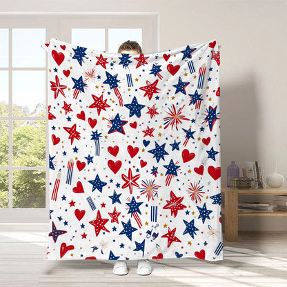 GiftoLuck 4th of July Independence Day 250th Anniversary Flannel Blanket (1776–2026) – Patriotic USA Throw with American Flag, Bald Eagle & Statue of Liberty
