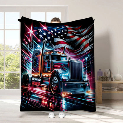 GiftoLuck 4th of July Independence Day 250th Anniversary Flannel Blanket (1776–2026) – Patriotic USA Throw with American Flag, Bald Eagle & Statue of Liberty